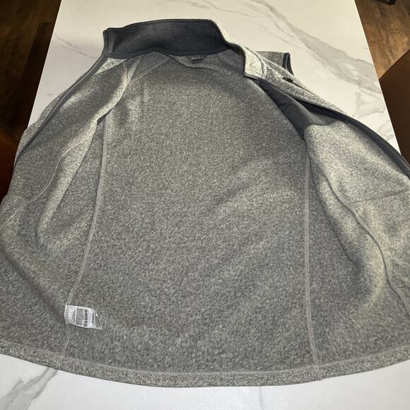 Eddie Bauer Lot of 2 Gray Blue Fleece Vest Zip Up Size TL Three Zip Pockets Logo - Picture 7 of 16